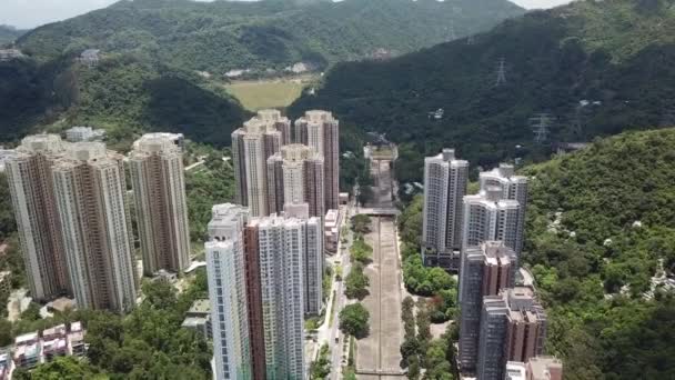 Panarama Aéreo Vista Shatin Tai Wai Shing Mun River Hong — Vídeos de Stock