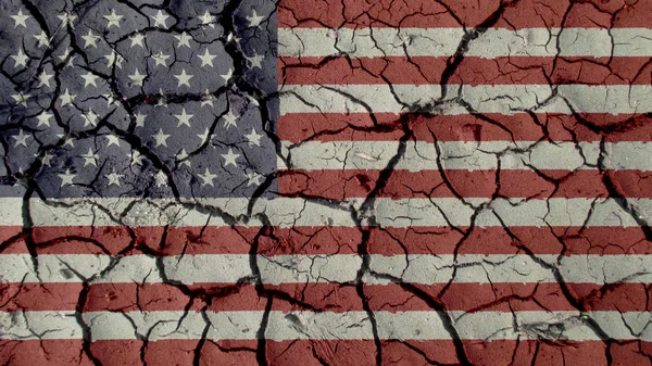 Political Crisis Environmental Concept Mud Cracks Flag — Stock Photo, Image