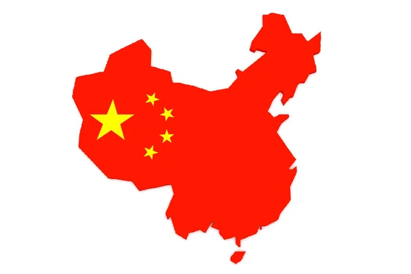 Ilustração 3d da bandeira da China mapa no fundo branco — Fotografia de Stock