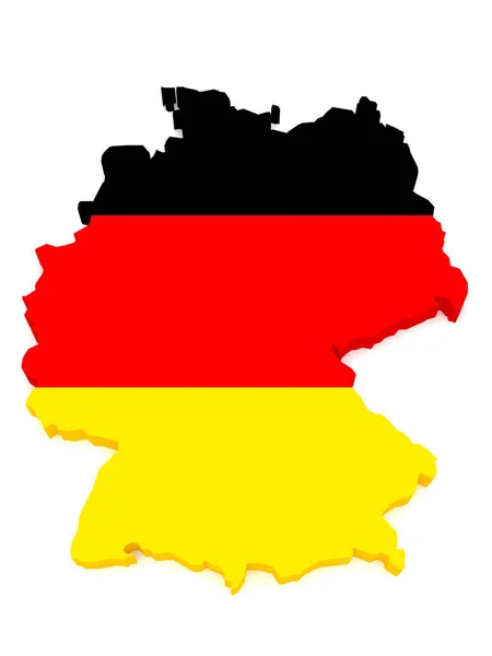 3d 德国地图的例证与德国旗子在白色背景 — 图库照片