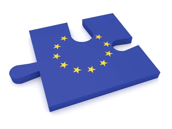 Puzzle Piece EU Flag Missing Stars, 3d illustration — Stock Photo, Image