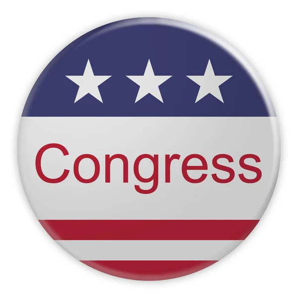 USA Politics News Badge: Congress Button With US Flag 3d illustration — Stock Photo, Image