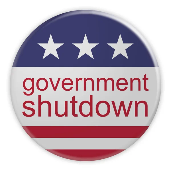USA Politics News Badge: Government Shutdown Button With US Flag 3d illustration — Stock Photo, Image