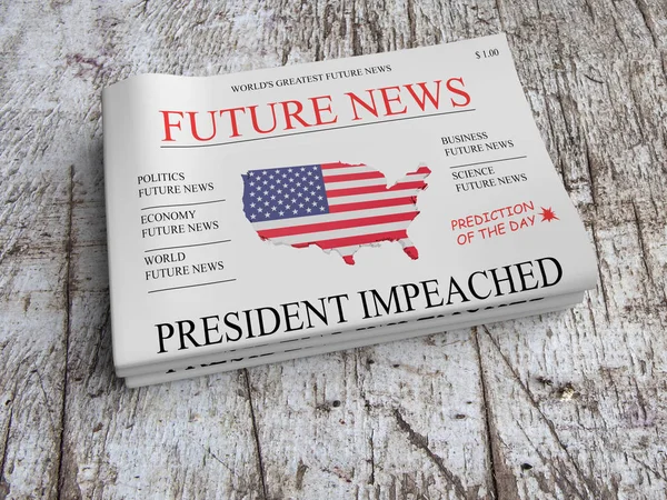 Future News Newspaper Concept: US President Impeached 3d illustration — Stock Photo, Image