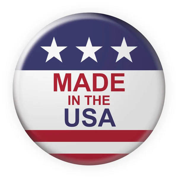 Made In The USA Button With American Flag, 3d illustration on white background — Stock Photo, Image