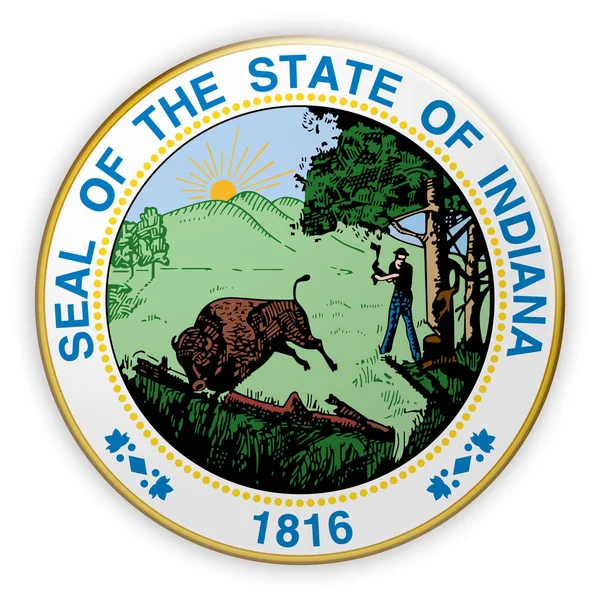 Badge US State Seal Indiana 3d illustration