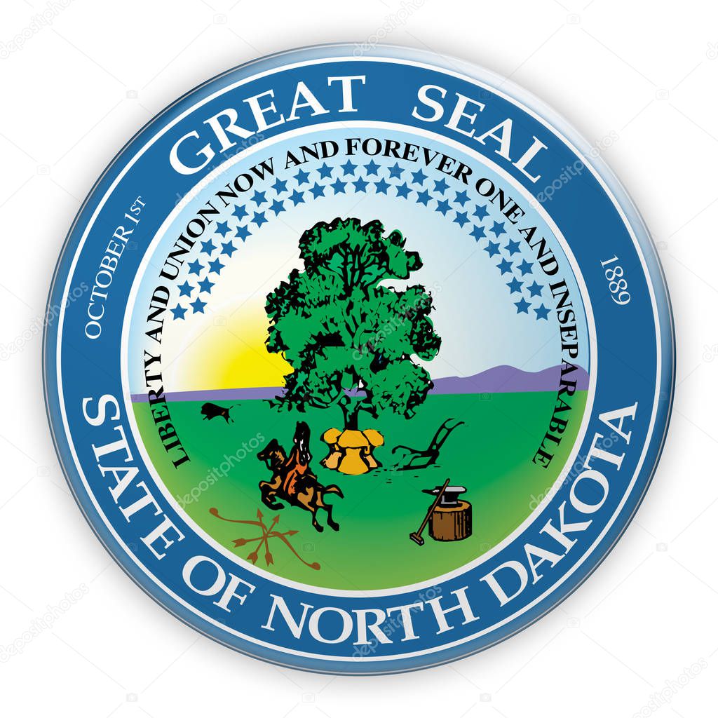 Badge US State Seal North Dakota 3d illustration