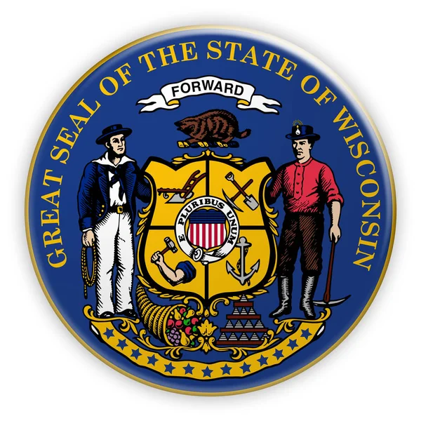Badge US State Seal Wisconsin Illustration 3d — Photo