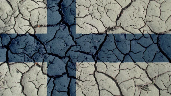 Political Crisis Environmental Concept Mud Cracks Finland Flag — Stock Photo, Image