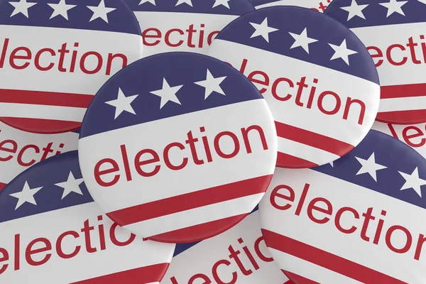 Pile of Election Buttons With US Flag, 3d illustration — Stock Photo, Image