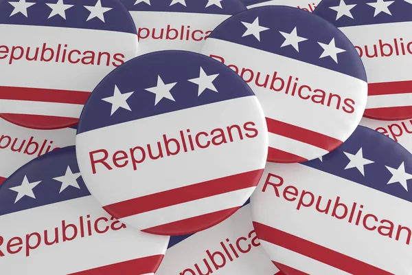 Pile of Republicans Buttons With US Flag, 3d illustration — Stock Photo, Image