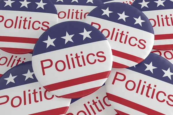 Pile of Politics Buttons With US Flag, 3d illustration — Stock Photo, Image