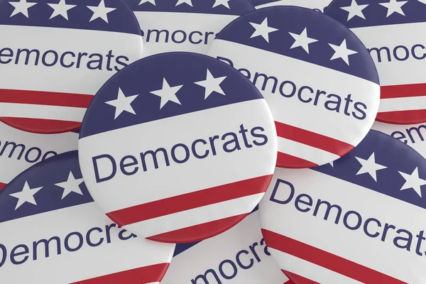 Pile of Democrats Buttons With US Flag, 3d illustration — Stock Photo, Image