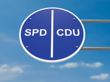 Alman trafik işareti politika kavramı: Seçim Şerit Spd ve Cdu, 3d çizim