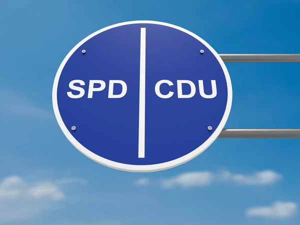 Niemiecki ruchu znak polityka pojęcie: Wybory w pasy Spd i Cdu, ilustracja 3d — Zdjęcie stockowe