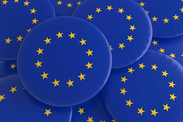 Pile of EU Badges, 3d illustration — Stock Photo, Image