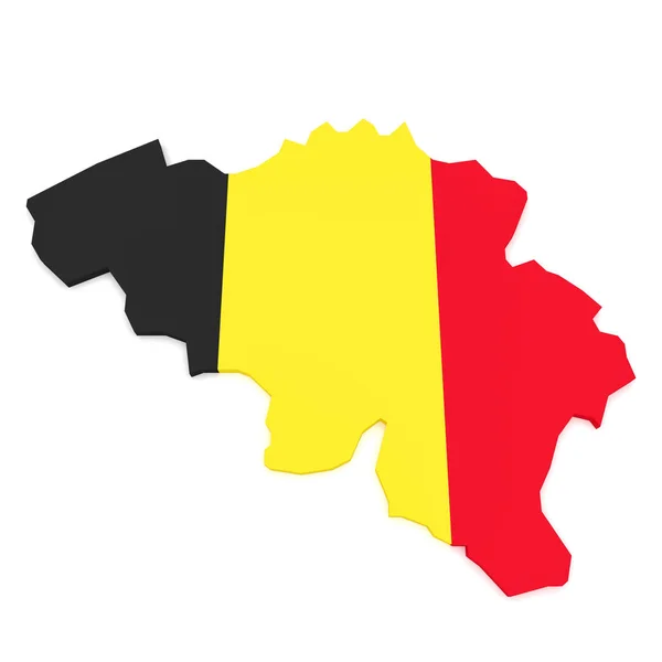 3D ілюстрація мапа Бельгії з бельгійський прапор на білому тлі — стокове фото