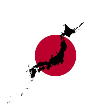 Japon bayrağı ile harita siluet Japonya, illüstrasyon