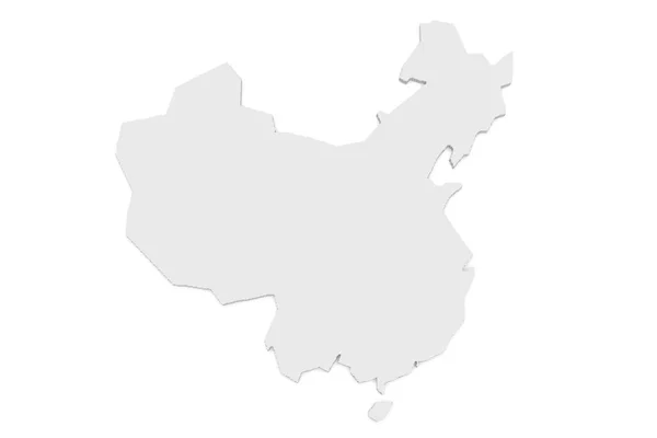 3D illustratie van China kaart geïsoleerd op wit — Stockfoto