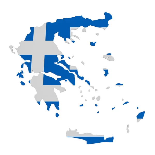 3d Illustrazione della Grecia Mappa con bandiera greca isolata su bianco — Foto Stock