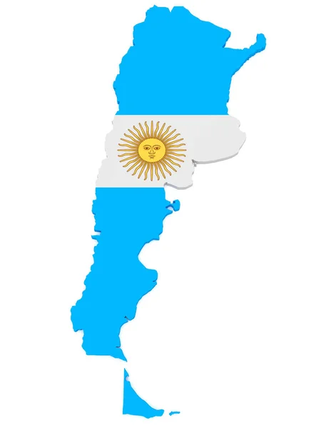 3d Ilustración de Mapa de Argentina con Bandera Argentina Aislada Sobre Blanco —  Fotos de Stock