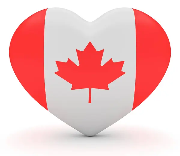 Canadese vlag hart, 3d illustratie — Stockfoto