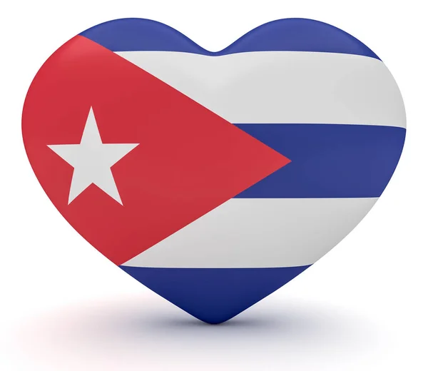 Kubański flaga serca, ilustracja 3d — Zdjęcie stockowe