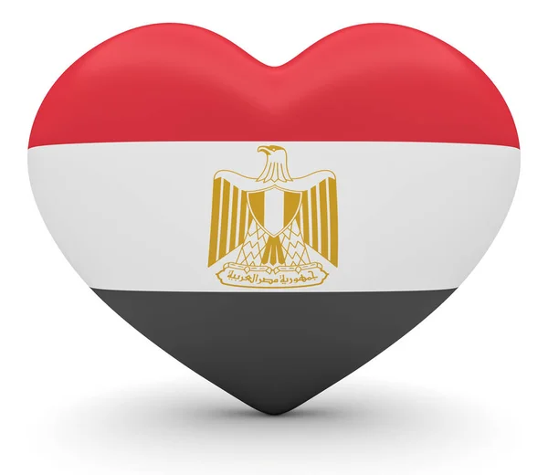 Cuore di bandiera egiziana, illustrazione 3d — Foto Stock