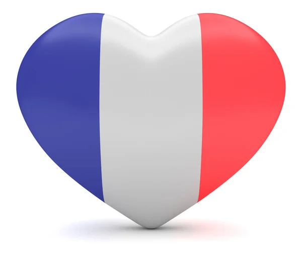 French Flag Tricolor Heart, 3d illustration — Stock Photo, Image