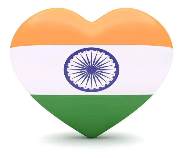 Hati Bendera India, ilustrasi 3d — Stok Foto