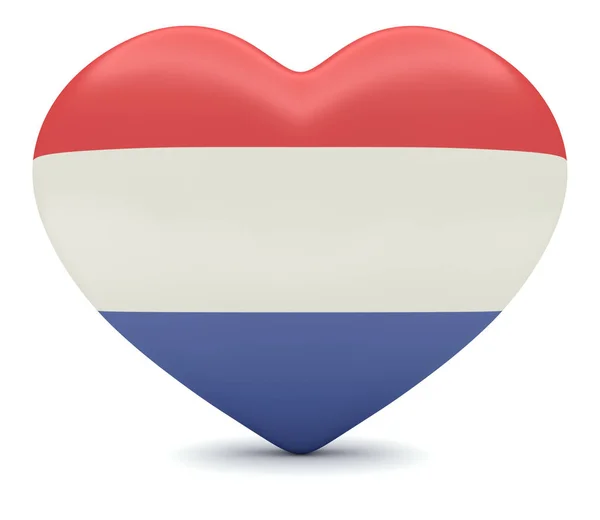 Láska v Nizozemsku: Holandská vlajka srdce 3d ilustrace — Stock fotografie