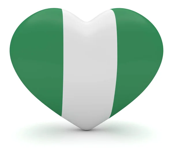 Liebe nigeria: nigerianische fahne herz 3d illustration — Stockfoto