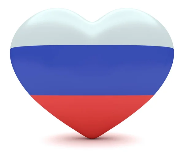 Russische vlag hart, 3d illustratie — Stockfoto