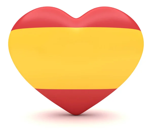 Spanyol zászló szív, 3D-s illusztráció — Stock Fotó