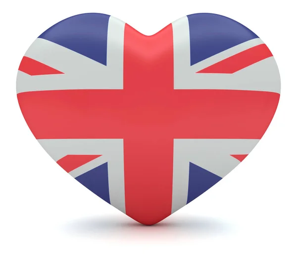 Union Jack Britse vlag hart, 3d illustratie — Stockfoto