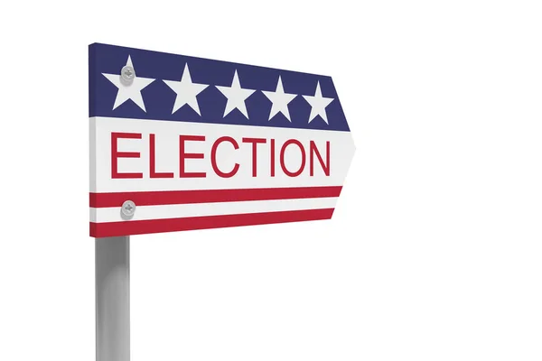 Election Direction Sign With US Flag, 3d illustration isolated on white background — Stock Photo, Image