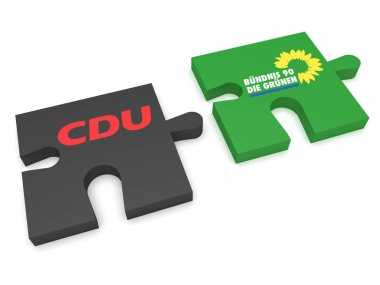 Adet Cdu ve Yeşiller, beyaz arka plan üzerinde 3d resimde bulmaca