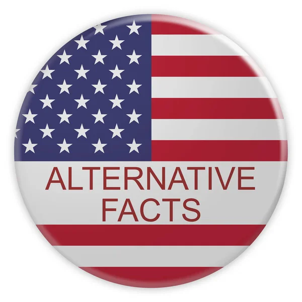 Alternatif gerçekler düğmesi ile ABD bayrağı, beyaz arka plan üzerinde 3d çizim — Stok fotoğraf