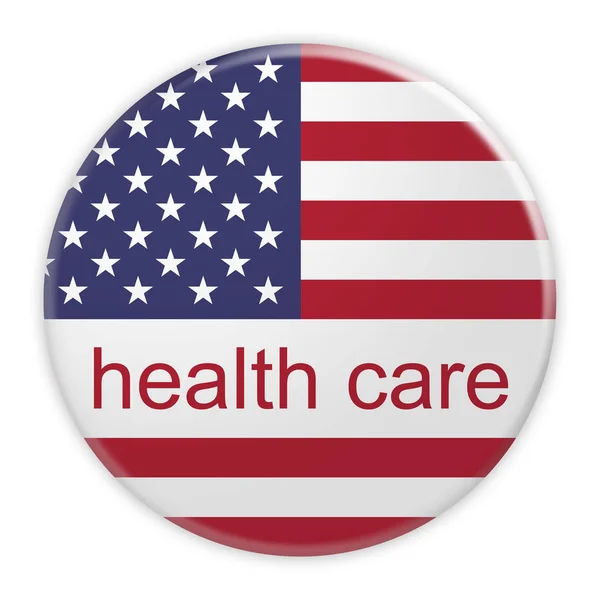 Health Care Button With US Flag, 3d illustration on white background — Stock Photo, Image