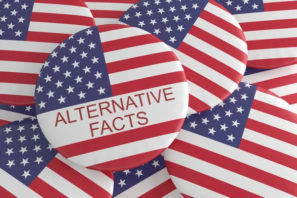 Pile With Alternative Facts Button With US Flag, 3d illustration — Stock Photo, Image