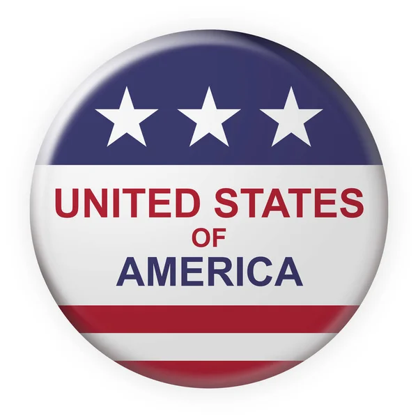 United States of America Button With US Flag, 3d illustration on white background — Stock Photo, Image