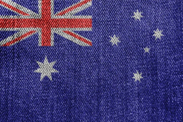 Ausztrália textilipar vagy a politika fogalma: Ausztrál zászló Denim farmer — Stock Fotó