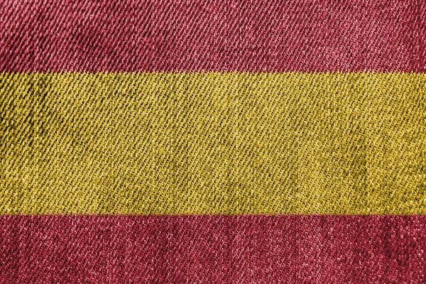 Espanha Indústria têxtil ou política Conceito: Bandeira espanhola Jeans Denim — Fotografia de Stock