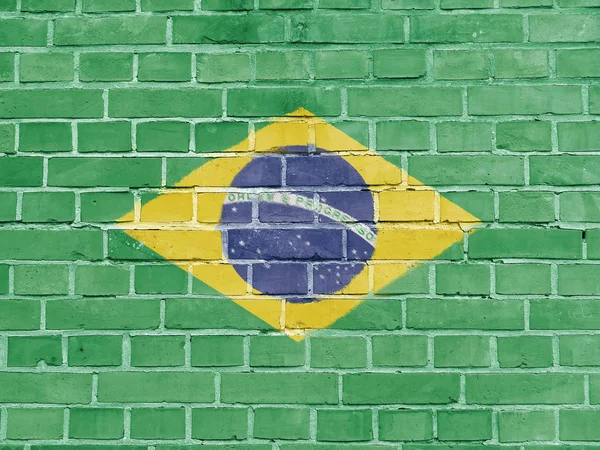 Conceito de Política Brasil: Parede da Bandeira Brasileira — Fotografia de Stock