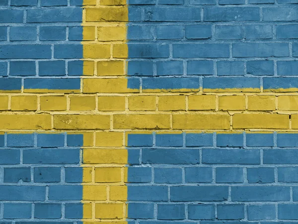 Suecia Concepto de política: Pared de la bandera sueca —  Fotos de Stock