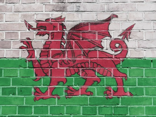 Wales Politics Concept: Welsh Flag Wall — Stock Photo, Image