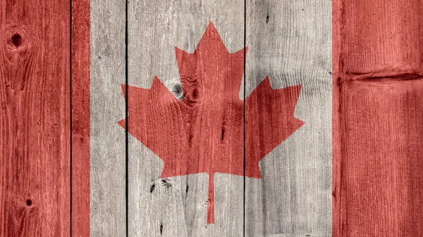 Canada vlag houten hek — Stockfoto