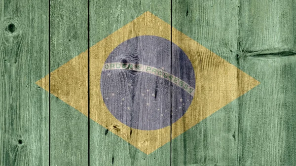 Brazilië vlag houten hek — Stockfoto