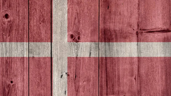 デンマーク国旗木製フェンス — ストック写真