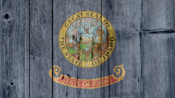 Cerca de madeira da bandeira de Idaho do estado dos EUA — Fotografia de Stock